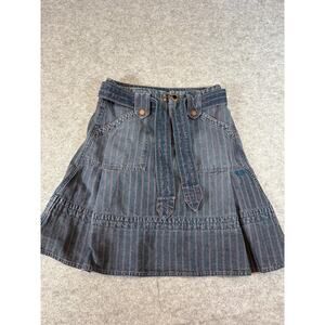 Vintage Diesel Denim Jean Skater Skirt Womens 30 Blue Striped Belted Cotton Y2K